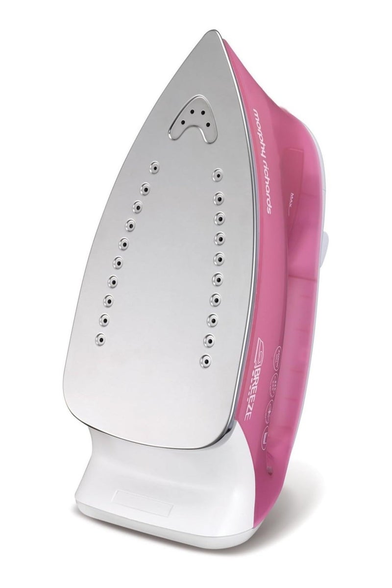 مورفي ريتشاردز مكواة بخار بريز 2600 واط – قاعدة سيراميك ثنائية المناطق، تعزيز بخار ووظيفة بخار مستمر، خزان مياه 350 مل، مضاد للتكلس، سلك دوّار 360° – وردي/أبيض - Image 4